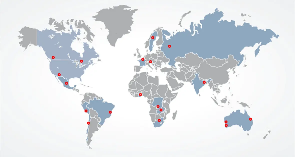 Tega global presence map